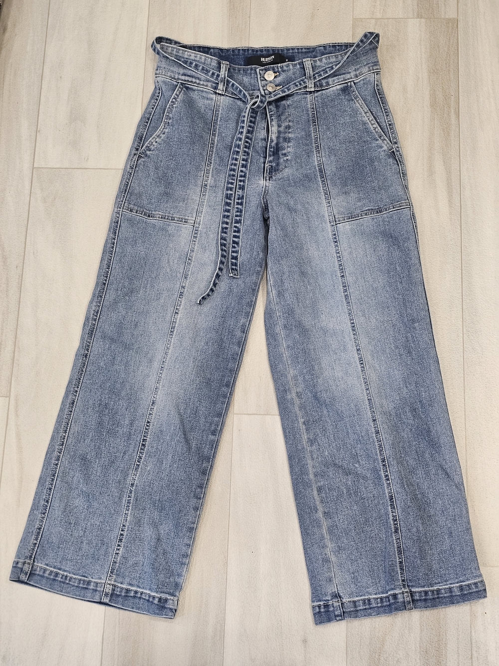 Hudson High Rise Wide Leg Belted Jeans Size 8/29
